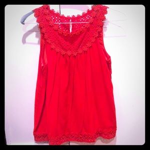 Red baby doll shirt with pretty ivory details!
